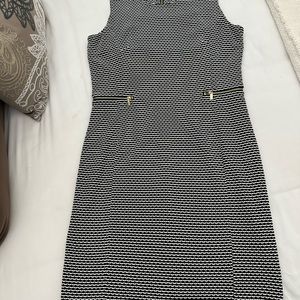 Calvin Klein black and white gold zipper dress
